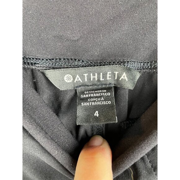 ATHLETA Cardiff Pants Straight Leg High Rise Black Tie Belt Waist Size 4 - Picture 5 of 8